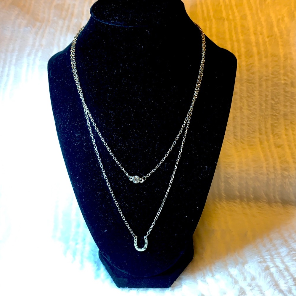 Silver Tone Horseshoe Layered Necklace